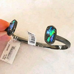 Kendra Scott Elton Abalone Gunmetal cuff bracelet NWT
